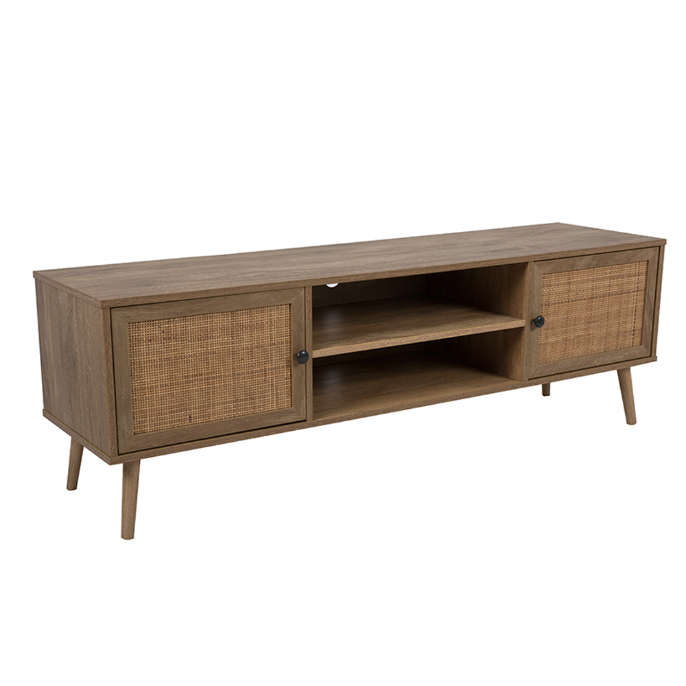 AMMOS TV STAND 2ΠΟΡΤΕΣ ΦΥΣΙΚΟ ΜΕ RATTAN 150x39x49cm 1 τεμ.