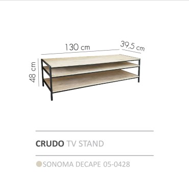 CRUDO TV STAND SONOMA DECAPE 130x39,5x48cm 1 τεμ.
