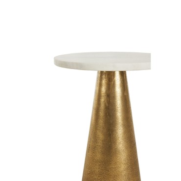 CONO COFFEE TABLE ΛΕΥΚΟ ANTIQUE BRASS 29x29x43cm 1 τεμ.