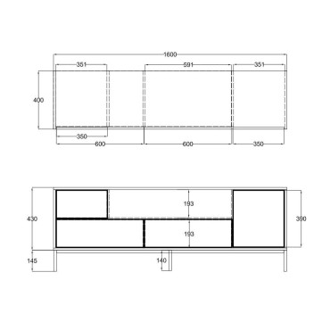 BLACKBIRD TV STAND RIVIERA OAK ΜΑΥΡΟ 160x40,5x58cm 1 τεμ.