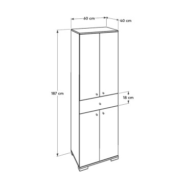 Ντουλάπα ρούχων Diamond Megapap δίφυλλη σε χρώμα λευκό 60x38x187cm 1 τεμ.