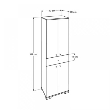 Ντουλάπα ρούχων Diamond Megapap δίφυλλη σε χρώμα λευκό 60x38x187cm 1 τεμ.