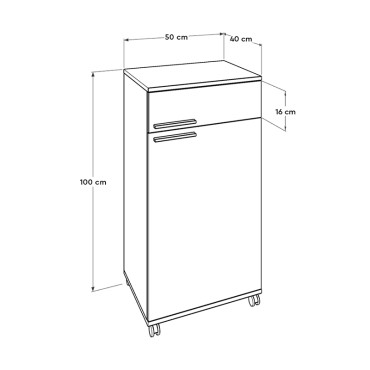 Ντουλάπι Diamond Megapap τροχήλατο σε χρώμα λευκό 50x40x100cm 1 τεμ.