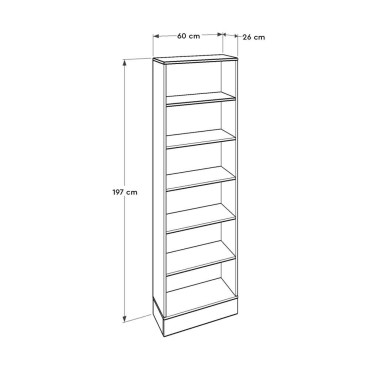 Βιβλιοθήκη μελαμίνης Base Megapap χρώμα oak - λευκό 60x26x197cm 1 τεμ.