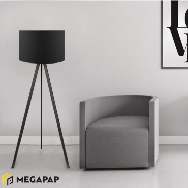 Φωτιστικό δαπέδου Rosling Megapap Mdf/ύφασμα Pvc χρώμα μαύρο 38x21x140εκ.