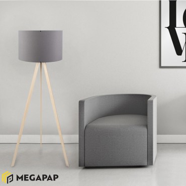 Φωτιστικό δαπέδου Rosling Megapap Mdf/ύφασμα Pvc χρώμα φυσικό/ανθρακί 38x21x140εκ.