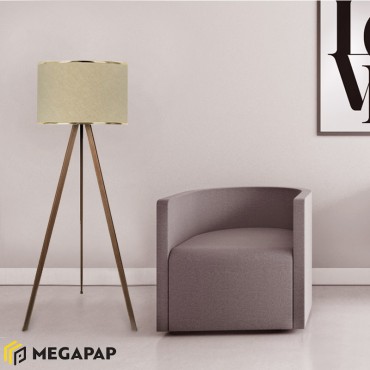 Φωτιστικό δαπέδου Rosling Megapap Mdf/ύφασμα Pvc χρώμα καρυδί/μπεζ 38x21x140εκ.