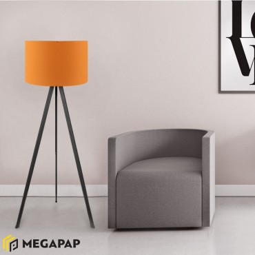 Φωτιστικό δαπέδου Rosling Megapap Mdf/ύφασμα Pvc χρώμα μαύρο/πορτοκαλί 38x21x140εκ.