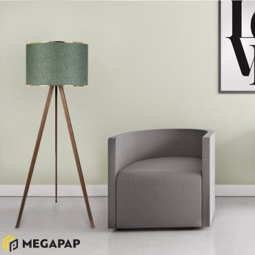 Φωτιστικό δαπέδου Rosling Megapap Mdf/ύφασμα Pvc χρώμα καρυδί/κυπαρισσί 38x21x140εκ.