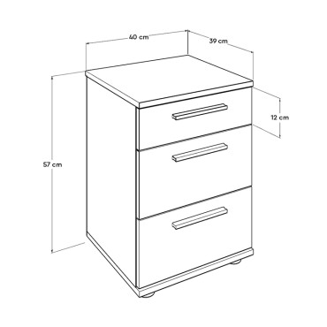 Κομοδίνο - συρταριέρα Trendline Megapap χρώμα καρυδί 40x39x57cm 1 τεμ.