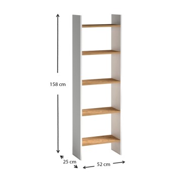 Βιβλιοθήκη μελαμίνης Flora Megapap χρώμα white pine 52x25x158cm 1 τεμ.