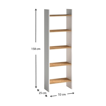 Βιβλιοθήκη μελαμίνης Flora Megapap χρώμα white pine 52x25x158cm 1 τεμ.
