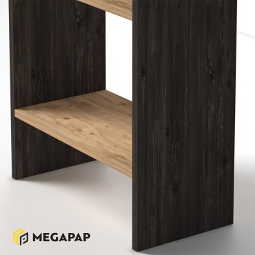 Βιβλιοθήκη μελαμίνης Flora Megapap χρώμα industrial grey - oak 52x25x158cm 1 τεμ.