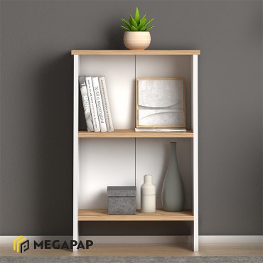 Βιβλιοθήκη μελαμίνης Flora Megapap χρώμα white - oak 52x25x80cm 1 τεμ.