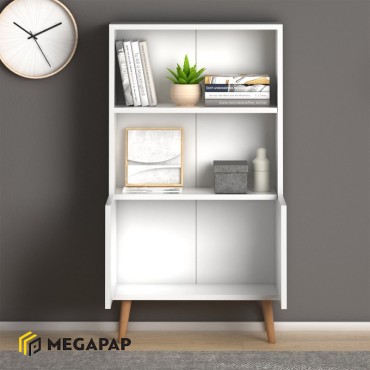 Βιβλιοθήκη μελαμίνης Cube Megapap χρώμα λευκό 60x24x110cm 1 τεμ.