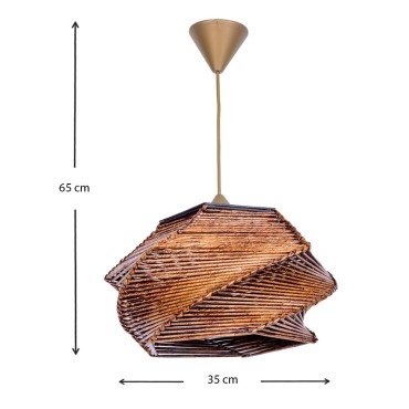 Φωτιστικό οροφής Conall Megapap E27 χάρτινο μονόφωτο χρώμα καφέ 35x35x65εκ.