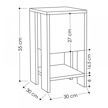 Κομοδίνο μελαμίνης Ema Megapap χρώμα ανθρακί 30x30x55cm 1 τεμ.