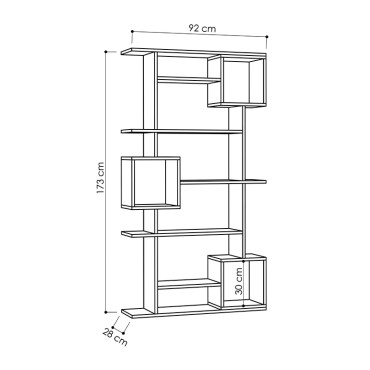 Βιβλιοθήκη μελαμίνης Soto Megapap χρώμα λευκό 92x25x173cm 1 τεμ.