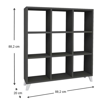 Βιβλιοθήκη μελαμίνης Saul Megapap χρώμα ανθρακί 88,2x20x88,2cm 1 τεμ.