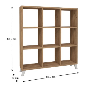 Βιβλιοθήκη μελαμίνης Saul Megapap χρώμα pine oak 88,2x20x88,2cm 1 τεμ.