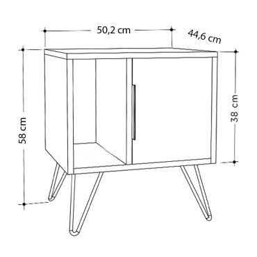 Κομοδίνο μελαμίνης Glynn Megapap χρώμα λευκό 50,2x44,6x60cm 1 τεμ.