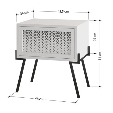 Κομοδίνο μελαμίνης Naive Megapap χρώμα λευκό 48x34x51cm 1 τεμ.