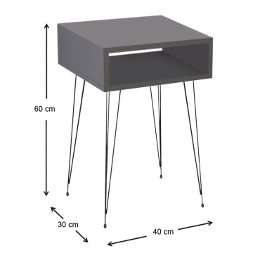 Κομοδίνο μελαμίνης Scott Megapap χρώμα ανθρακί 40x30x60cm 1 τεμ.