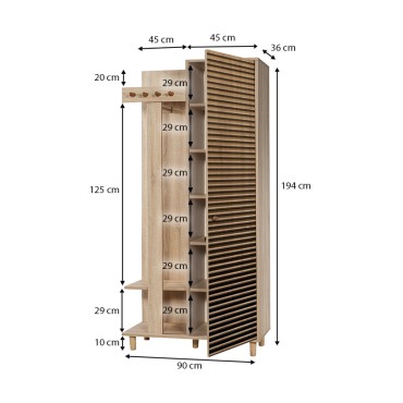 Έπιπλο εισόδου Soho Megapap από μελαμίνη χρώμα sonoma 90x36x194cm 1 τεμ.