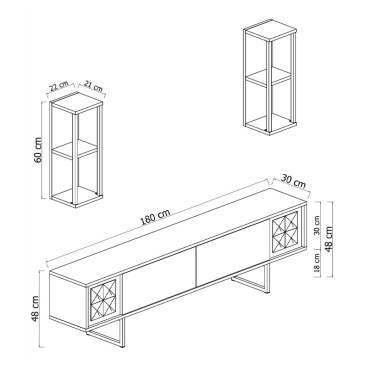 Σύνθεση τηλεόρασης Goldline Megapap χρώμα λευκό - χρυσό 180x30x48cm 1 τεμ.