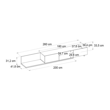 Έπιπλο τηλεόρασης Enstey Megapap χρώμα μαύρο 260x41,8x33,5cm 1 τεμ.