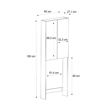 Έπιπλο πλυντηρίου Romme Megapap χρώμα λευκό 65x27,1x180cm 1 τεμ.