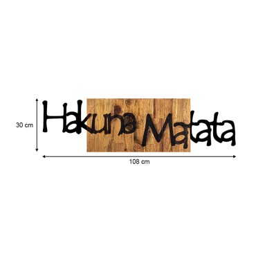 Διακοσμητικό τοίχου Hakuna Matata Megapap ξύλινο - μεταλλικό χρώμα καρυδί - μαύρο 108x3x30εκ.