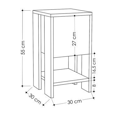 Κομοδίνο Ema Megapap χρώμα μαύρο 30x30x55cm 1 τεμ.