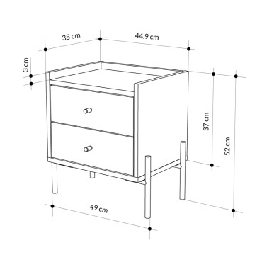 Κομοδίνο Malta Megapap χρώμα saphhire oak 49x35x52cm 1 τεμ.