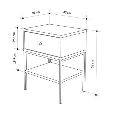 Κομοδίνο Lisa Megapap χρώμα saphhire oak 45x35x56cm 1 τεμ.