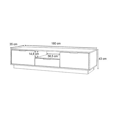 Έπιπλο τηλεόρασης Mensa Megapap χρώμα φυσικό οξιάς 180x35x43cm 1 τεμ.