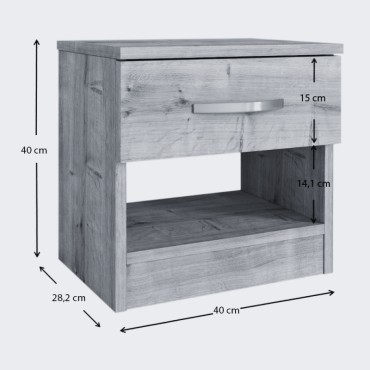 Κομοδίνο Lube Megapap χρώμα μαύρο 40x28,2x40cm 1 τεμ.