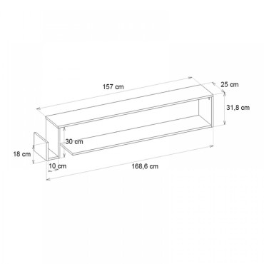 Έπιπλο τηλεόρασης επιτοίχιο Regnar Megapap χρώμα sapphire oak 168,6x25x31,8cm 1 τεμ.