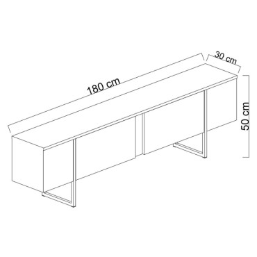 Έπιπλο τηλεόρασης Luxe Megapap χρώμα travertine - χρυσό 180x30x50cm 1 τεμ.