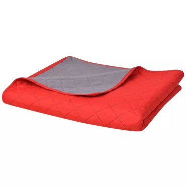 131557 vidaXL Double-sided Quilted Bedspread Red and Grey 230x260 cm