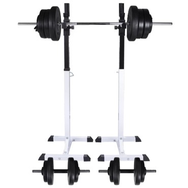 vidaXL Ορθοστάτης Μπάρας/Squat Rack με Σετ Μπάρα και Αλτήρες 60,5 κ.