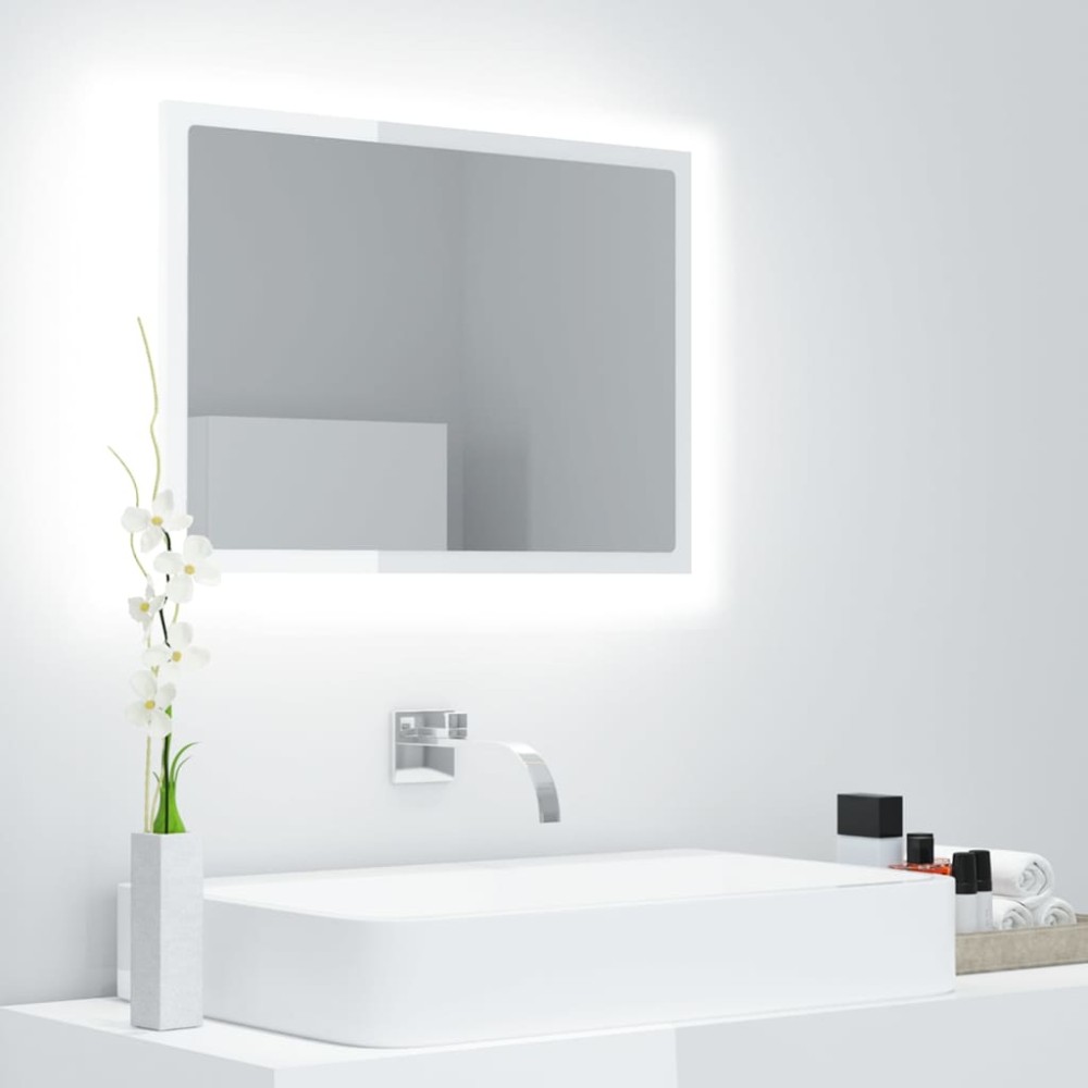 vidaXL Καθρέφτης Μπάνιου με LED Γυαλ. Λευκό 60x8,5x37cm Ακρυλικός 1 τεμ.