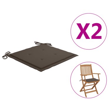 vidaXL Μαξιλάρια Καρέκλας Κήπου 2 τεμ. Taupe 40x40x3 εκ. Υφασμάτινα