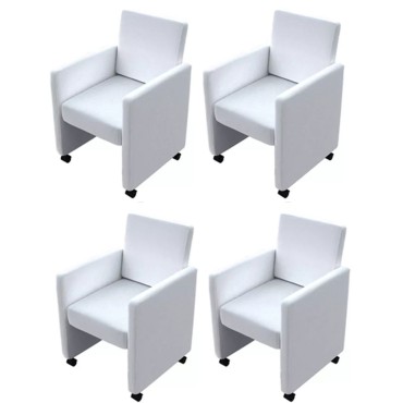 vidaXL Καρέκλες Τραπεζαρίας 4 τεμ. Λευκές από Συνθετικό Δέρμα 58,5x65x88cm
