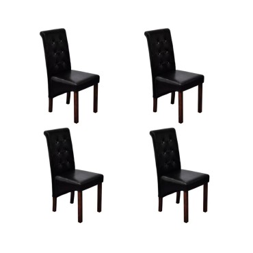 vidaXL Καρέκλες Τραπεζαρίας 4 τεμ. Μαύρες από Συνθετικό Δέρμα 43x52x95cm
