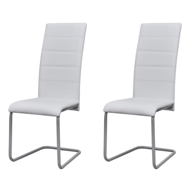 vidaXL Καρέκλες Τραπεζαρίας «Πρόβολος» 2 τεμ. Λευκές Συνθετικό Δέρμα 41x52,5x102,5cm
