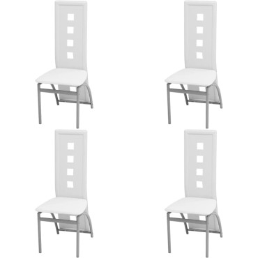 vidaXL Καρέκλες Τραπεζαρίας 4 τεμ. Λευκές από Συνθετικό Δέρμα 43x55,5x108cm