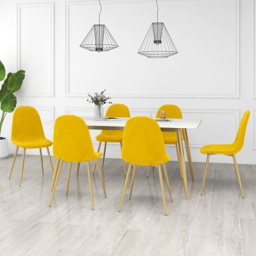 vidaXL Καρέκλες Τραπεζαρίας 6 τεμ. Κίτρινο Μουσταρδί Βελούδινες 45x53,5x83cm