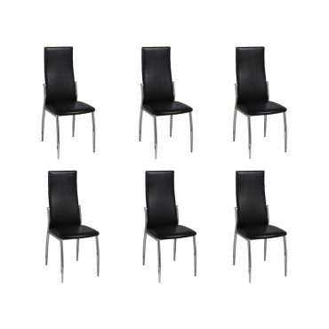 vidaXL Καρέκλες Τραπεζαρίας 6 τεμ. Μαύρες από Συνθετικό Δέρμα 43x54x100cm