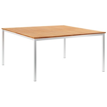 vidaXL Τραπεζαρία Κήπου 150x150x75cm Μασίφ Ξύλο Teak/Ανοξ. Ατσάλι 1 τεμ.